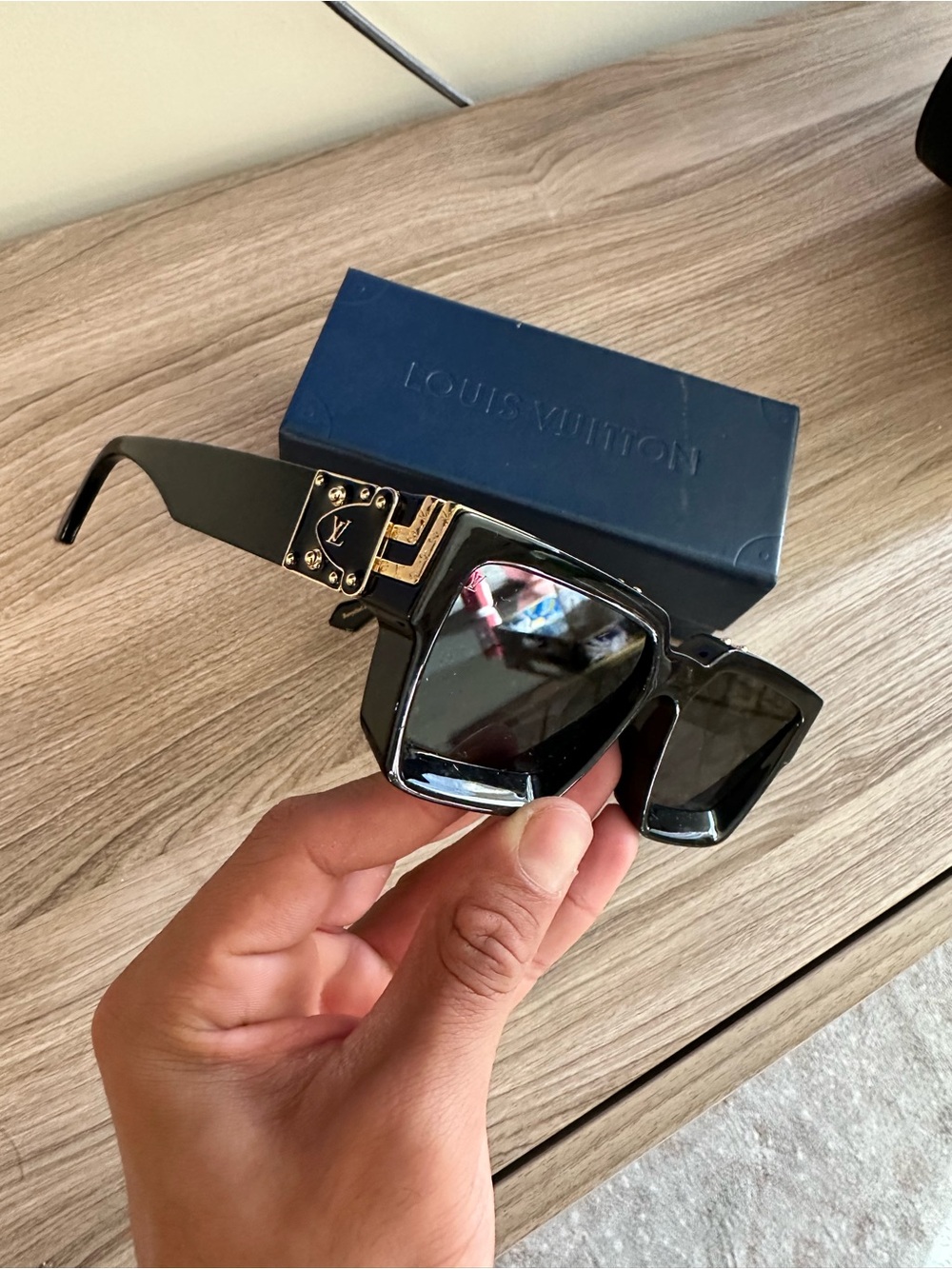 Louis Vuitton Black Sunglasses with Gold Accents